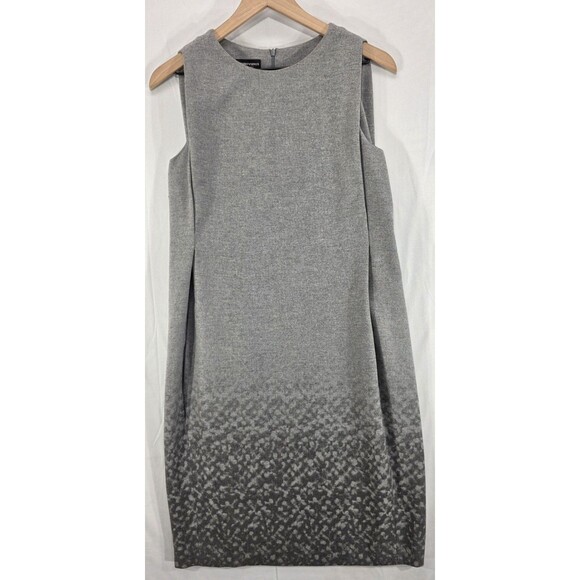 EMPORIO ARMANI Womens Virgin Wool Sheath Dress Minimalist Pockets Gray Italy 38 - Picture 1 of 16